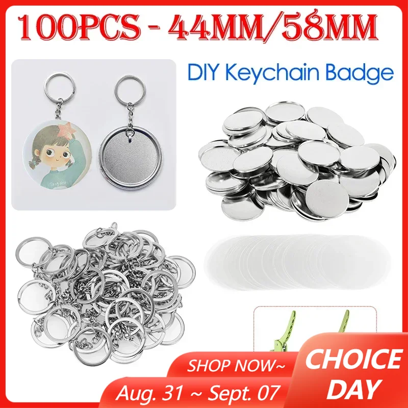 Button Badge Blank - 100 adet 44mm 58mm anahtarlıklar rozet