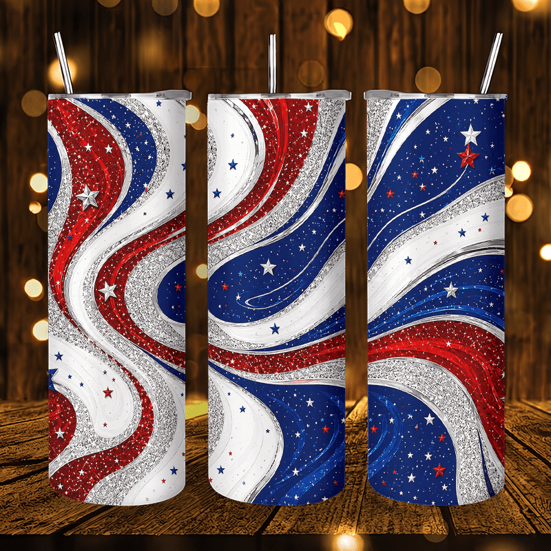 Tumbler 20Oz White - 1 adet 20oz Kırmızı Beyaz Mavi